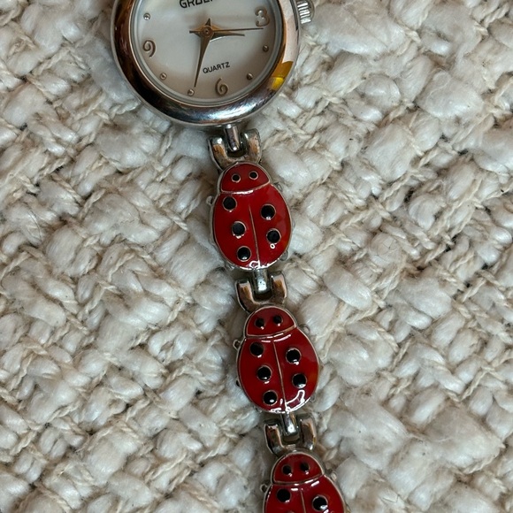 Gruen Red and Gold Enamel Lady Bug Watch Bracelet - Picture 11 of 14